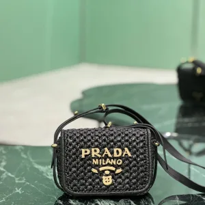 Prada Saffiano Camera Bag Small Black Gold Hardware
