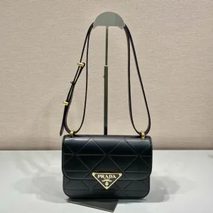 Prada Saffiano Chain Shoulder Bag Small Black Gold Hardware Variant 2