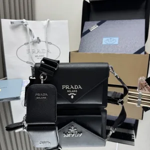 Prada Saffiano Gift Set Small Black Gold Hardware Variant 2