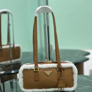 Prada Shearling Mini Bag Small Caramel Gold Hardware