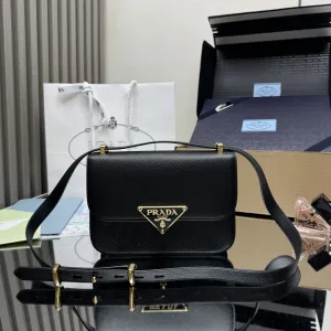 Prada Triangle Camera Bag Small Black Gold Hardware