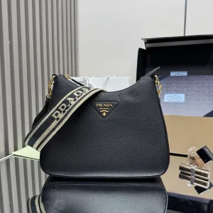 Prada Triangle Shoulder Bag Small Black Gold Hardware