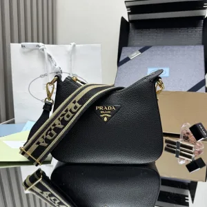 Prada Triangle Shoulder Bag Small Black Gold Hardware Variant 2