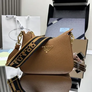 Prada Triangle Shoulder Bag Small Caramel Gold Hardware