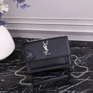 Saint Laurent Kate Chain Bag Small Black Silver Hardware Exact Size Unknown 222