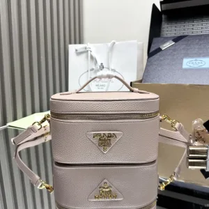 Prada Vanity Case Small Beige Gold Hardware
