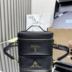 Prada Vanity Case Small Black Gold Hardware