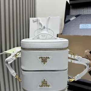 Prada Vanity Case Small White Gold Hardware