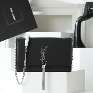 Saint Laurent Kate Chain Bag Small Black Silver Hardware Exact Size Unknown 253