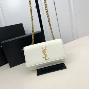 Saint Laurent Kate Chain Bag Small Gray Gold Hardware Exact Size Unknown 069