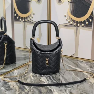 Saint Laurent Bucket Bag Medium Gray Gold Hardware Exact Size Unknown 031