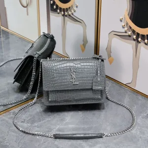 Saint Laurent Kate Chain Bag Small Gray Silver Hardware Exact Size Unknown 054