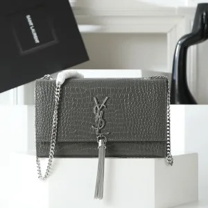 Saint Laurent Kate Chain Bag Small Gray Silver Hardware Exact Size Unknown 113