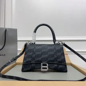 Balenciaga Hourglass Top Handle Medium Black Monogram 26cm