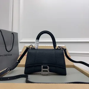 Balenciaga Hourglass Top Handle Small Black Smooth 23cm