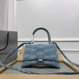 Balenciaga Hourglass Top Handle Small Blue Monogram 23cm