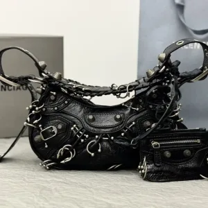 Balenciaga Le Cagole Shoulder Medium Black Studded Chain 30cm