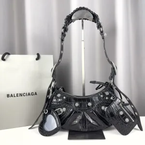 Balenciaga Le Cagole Shoulder Medium Black Studded Silver Hardware 30cm