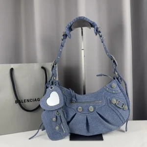 Balenciaga Le Cagole Shoulder Medium Blue Denim 30cm