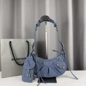 Balenciaga Le Cagole Shoulder Small Blue Denim 26cm