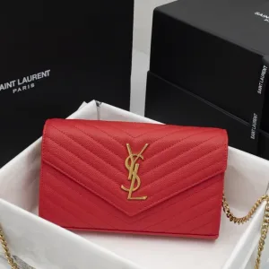 Saint Laurent Kate Chain Bag Small Red Gold Hardware Exact Size Unknown 066