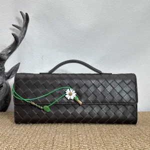 Bottega Veneta Intrecciato Long Top Handle Clutch Large Black 30cm