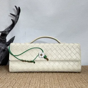 Bottega Veneta Intrecciato Long Top Handle Clutch Large Ivory 30cm