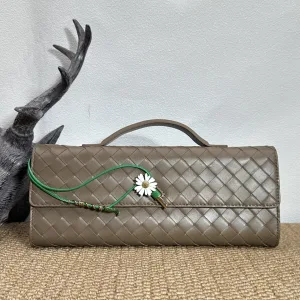 Bottega Veneta Intrecciato Long Top Handle Clutch Large Taupe 30cm