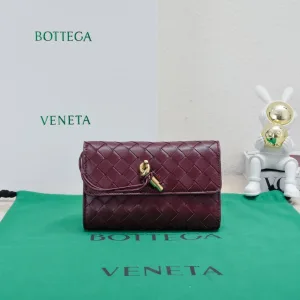 Bottega Veneta Long Wallet Crossbody Small Burgundy 19cm