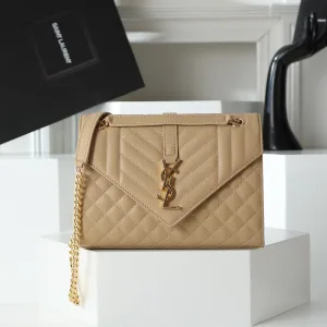 Saint Laurent LouLou Shoulder Bag Medium Beige Gold Hardware Exact Size Unknown 096