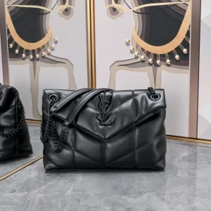 Saint Laurent LouLou Shoulder Bag Medium Black Gold Hardware Exact Size Unknown 022