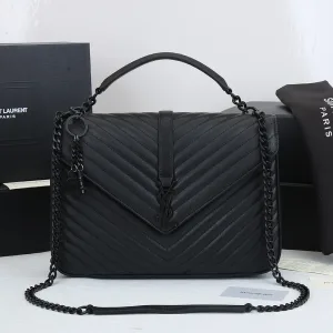 Saint Laurent LouLou Shoulder Bag Medium Black Gold Hardware Exact Size Unknown 039
