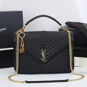 Saint Laurent LouLou Shoulder Bag Medium Black Gold Hardware Exact Size Unknown 041