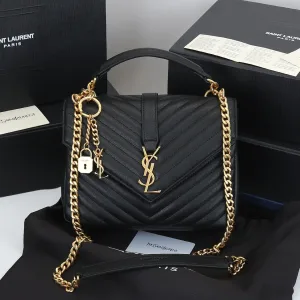Saint Laurent LouLou Shoulder Bag Medium Black Gold Hardware Exact Size Unknown 043