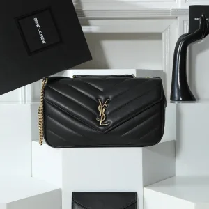 Saint Laurent LouLou Shoulder Bag Medium Black Gold Hardware Exact Size Unknown 082