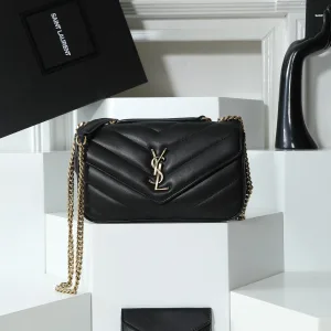 Saint Laurent LouLou Shoulder Bag Medium Black Gold Hardware Exact Size Unknown 083