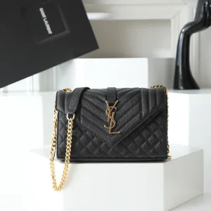 Saint Laurent LouLou Shoulder Bag Medium Black Gold Hardware Exact Size Unknown 089