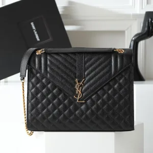 Saint Laurent LouLou Shoulder Bag Medium Black Gold Hardware Exact Size Unknown 093