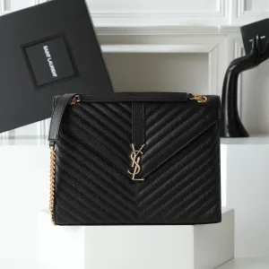 Saint Laurent LouLou Shoulder Bag Medium Black Gold Hardware Exact Size Unknown 095