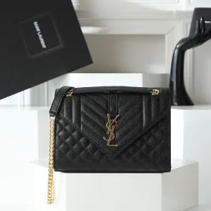 Saint Laurent LouLou Shoulder Bag Medium Black Gold Hardware Exact Size Unknown 099