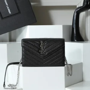 Saint Laurent LouLou Shoulder Bag Medium Black Gold Hardware Exact Size Unknown 123