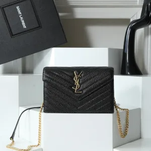 Saint Laurent LouLou Shoulder Bag Medium Black Gold Hardware Exact Size Unknown 124