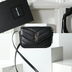 Saint Laurent LouLou Shoulder Bag Medium Black Gold Hardware Exact Size Unknown 260
