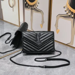 Saint Laurent LouLou Shoulder Bag Medium Black Silver Hardware Exact Size Unknown 034