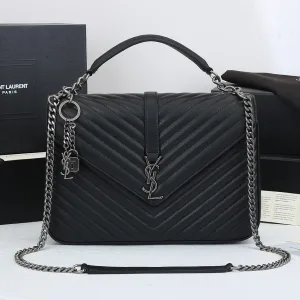 Saint Laurent LouLou Shoulder Bag Medium Black Silver Hardware Exact Size Unknown 040