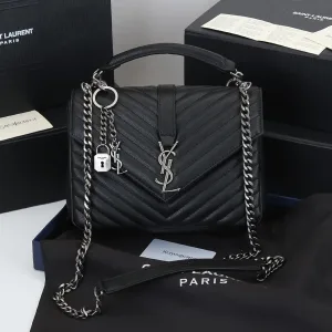 Saint Laurent LouLou Shoulder Bag Medium Black Silver Hardware Exact Size Unknown 042