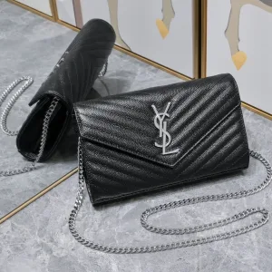 Saint Laurent LouLou Shoulder Bag Medium Black Silver Hardware Exact Size Unknown 062