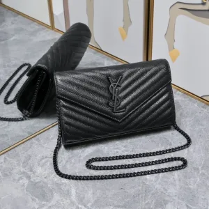 Saint Laurent LouLou Shoulder Bag Medium Black Silver Hardware Exact Size Unknown 065