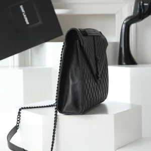 Saint Laurent LouLou Shoulder Bag Medium Black Silver Hardware Exact Size Unknown 092
