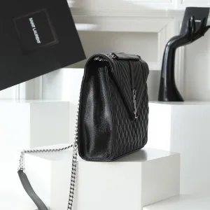 Saint Laurent LouLou Shoulder Bag Medium Black Silver Hardware Exact Size Unknown 094